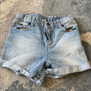 Junior Gaultier Blue Denim Shorts with Orange Stitching